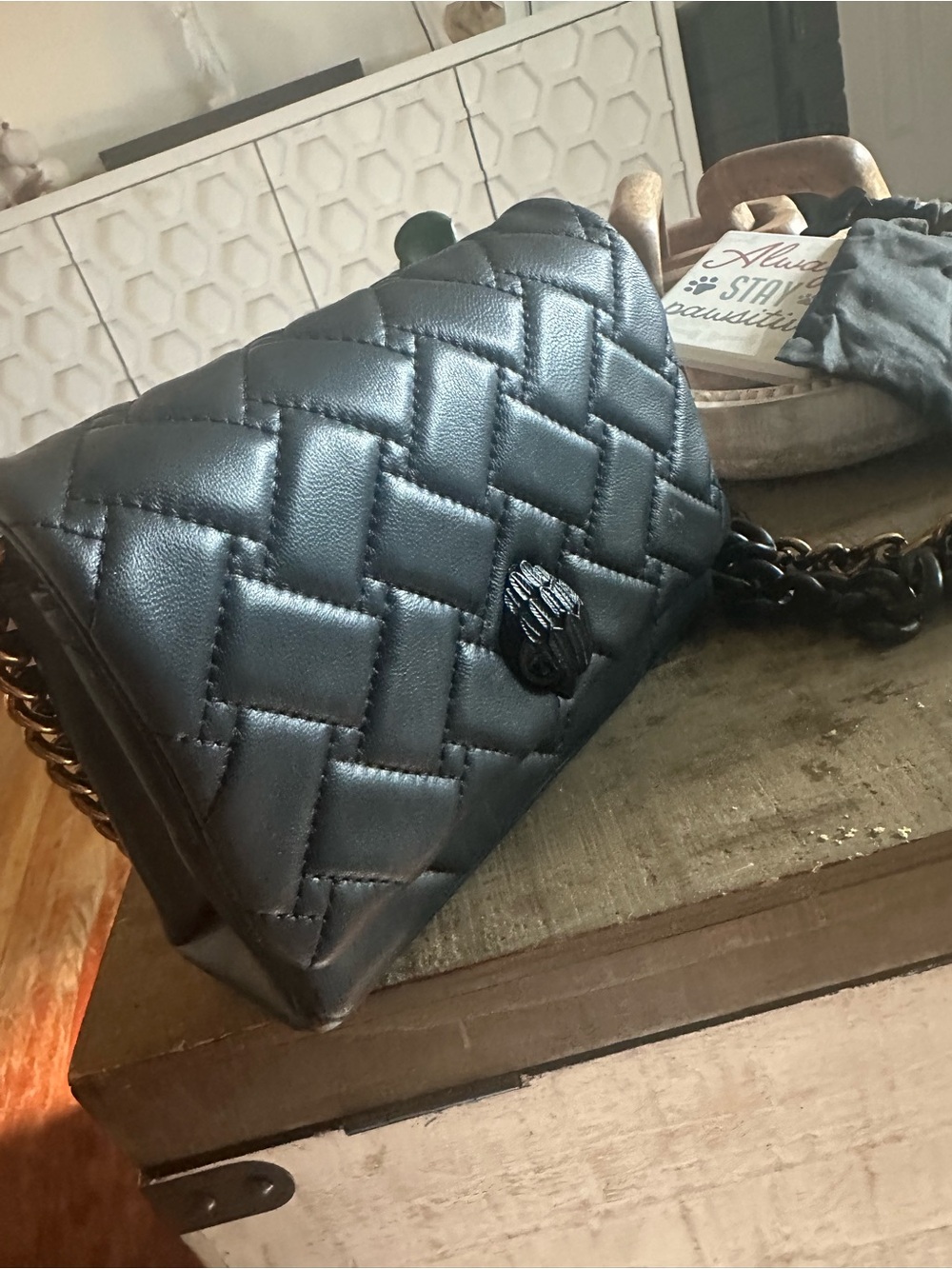 KURT Black Quilted Crossbody Shoulder Bag